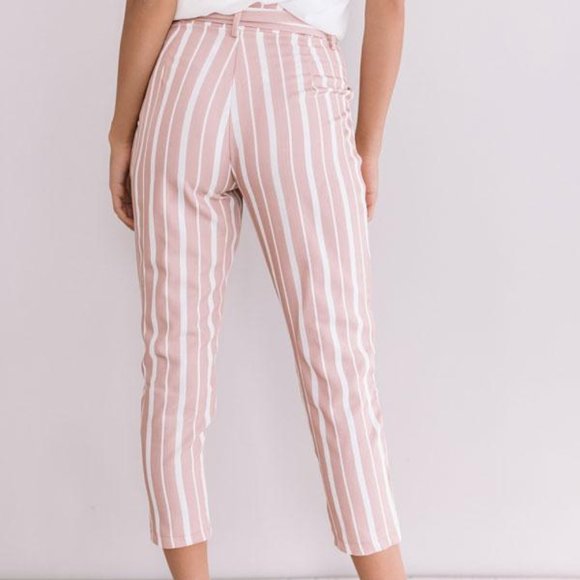 Impressions 'One And Only' Stripe Paperbag Ankle Pants NWOT! - Size S - Picture 10 of 16